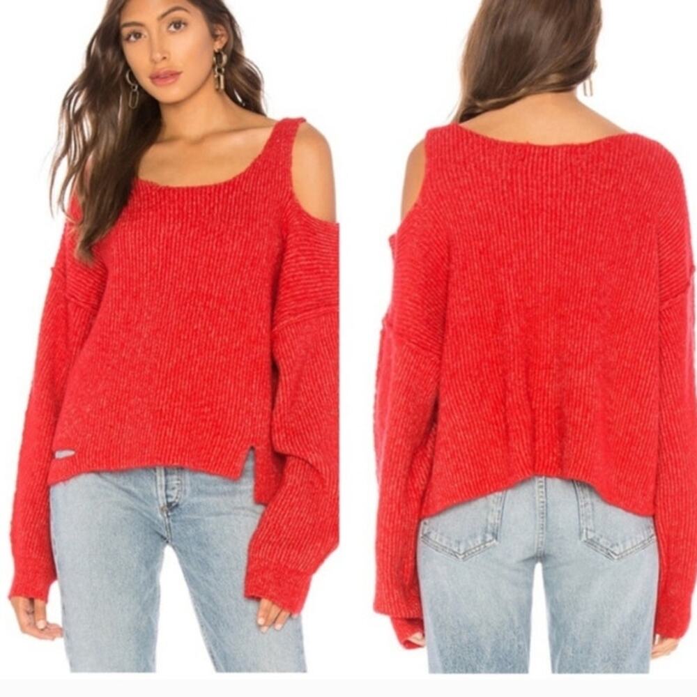 Wildfox Couture‎ red very oversized buffy cut out sweater woman's size small